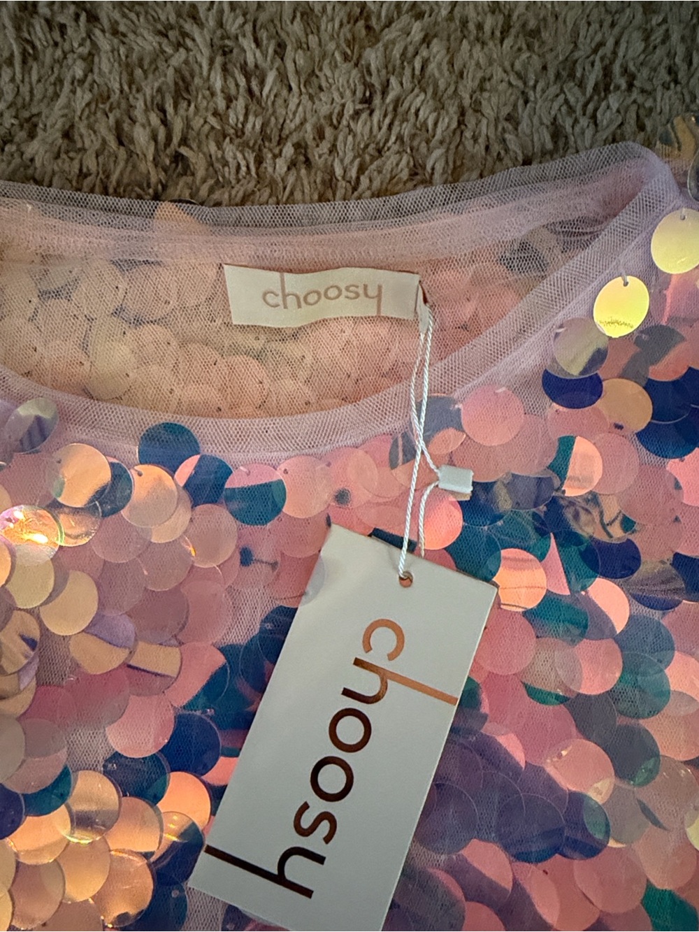 Choosy XS Iridescent Confetti Sequin Party Fabric - Pink - Picture 3 of 4